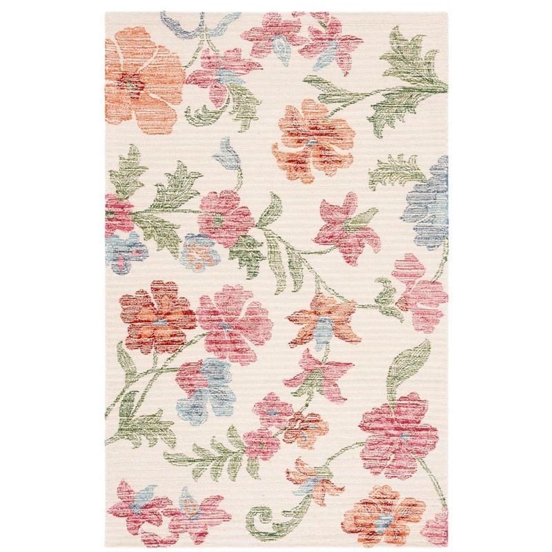 Ivory Floral Hand-Tufted Wool Area Rug, 3' x 5'