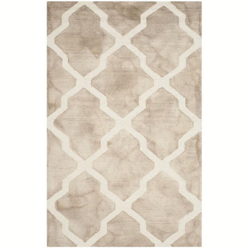 Beige and Ivory Hand-Tufted Wool Rectangular Rug