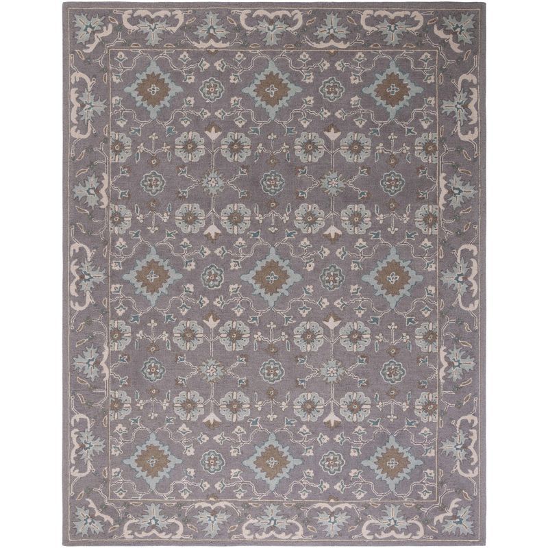 Gray Floral Hand-Tufted Wool 8' x 10' Area Rug