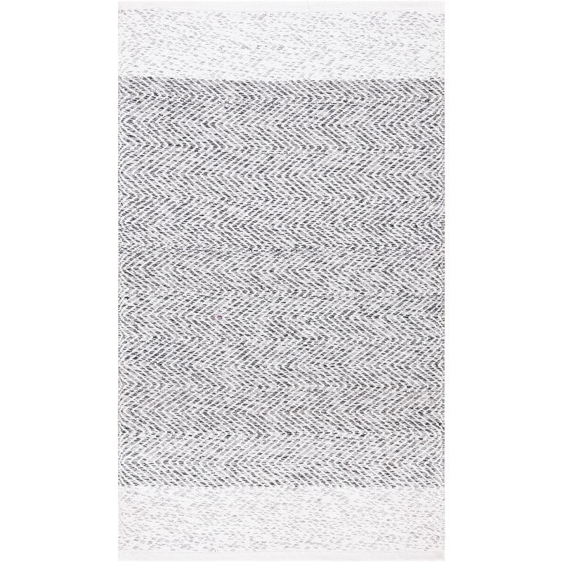 Ivory and Charcoal Hand-Tufted Cotton Rectangular Rug, 3' x 5'