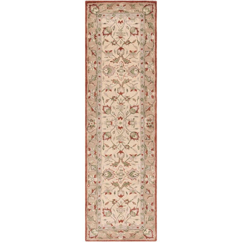 Rust and Ivory Hand-Tufted Wool Runner Rug