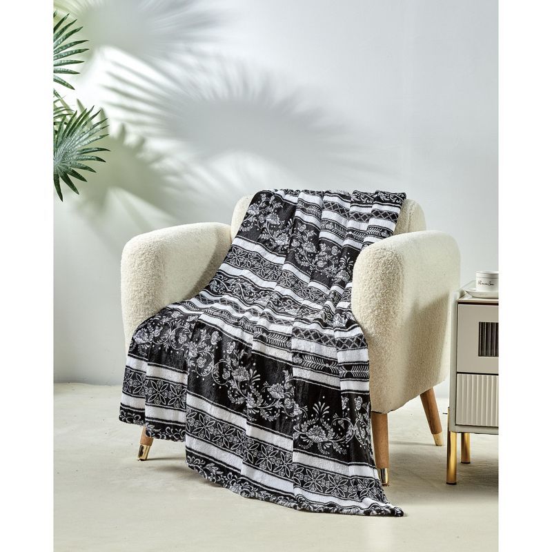 Odelia Black and White Fleece Throw Blanket 60" x 50"