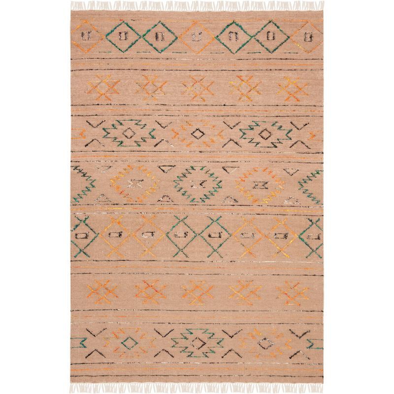 Safari Multi-Color Hand-Knotted Wool Cotton Silk 4' x 6' Area Rug