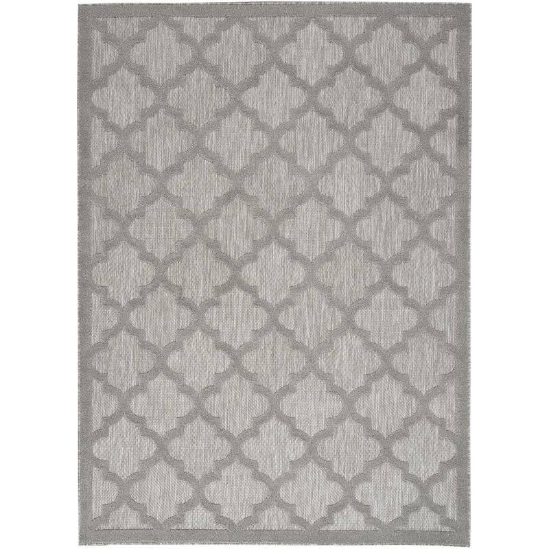 Silver Grey Trellis 5' x 7' Reversible Synthetic Rug