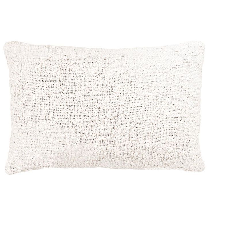 Cozy Cotton White Boucle Lumbar Pillow Cover 14x20