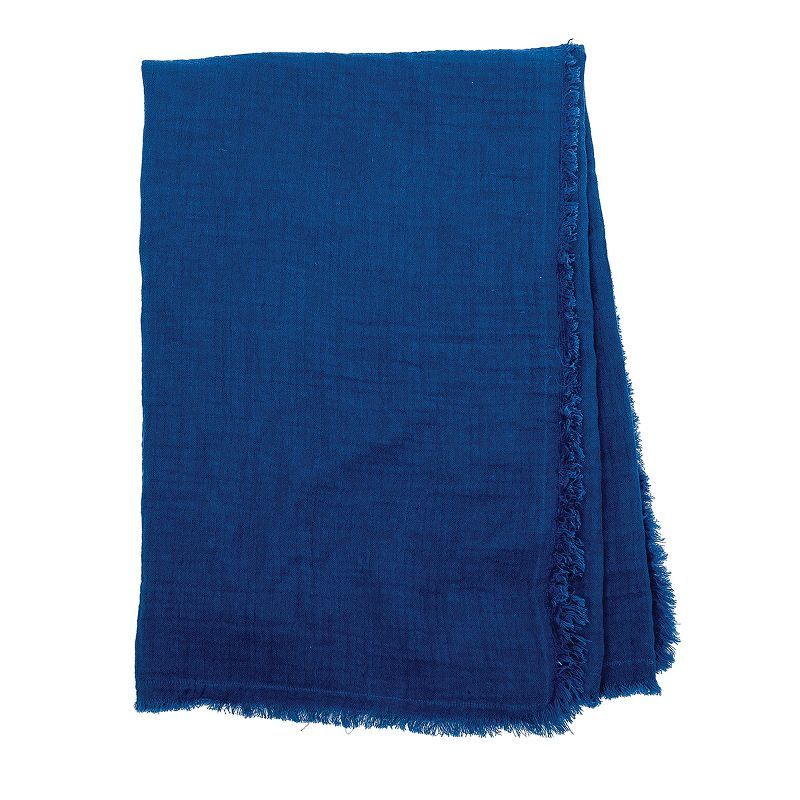 Deep Blue Cotton Feather Gauze Throw Blanket