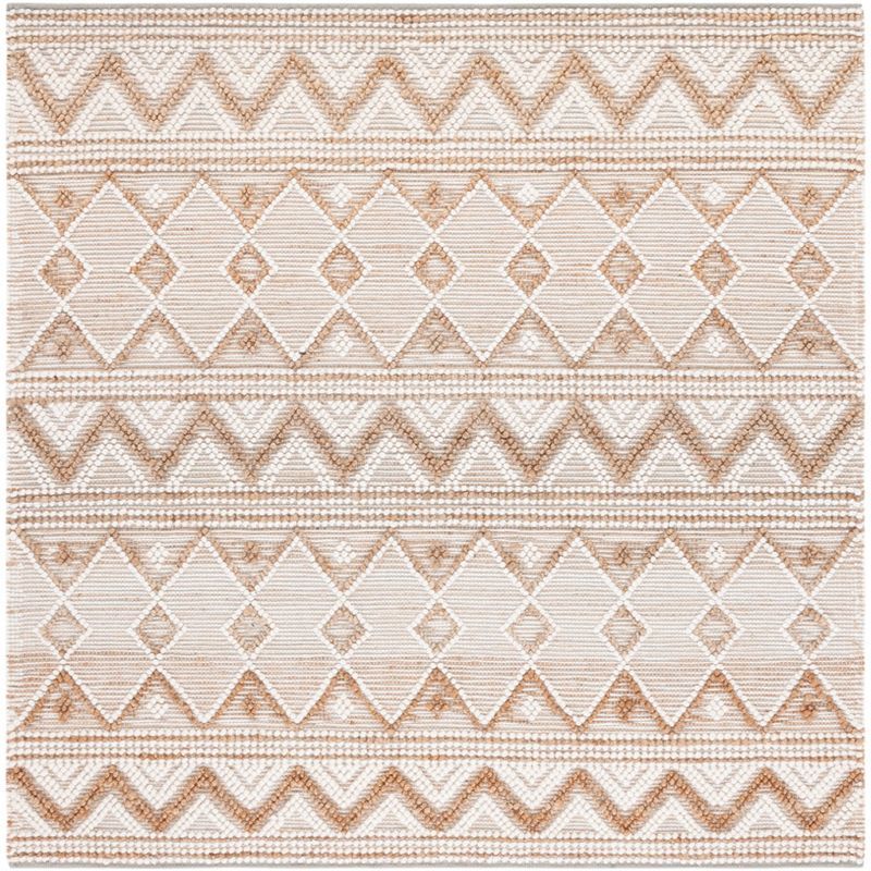 Ivory Hand-Tufted Wool Square Area Rug