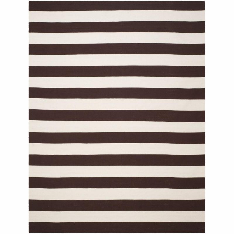 Black and Ivory Striped Cotton 8' x 10' Area Rug