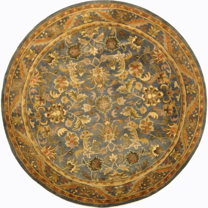 Handmade Blue and Gold Tufted Wool Round Rug