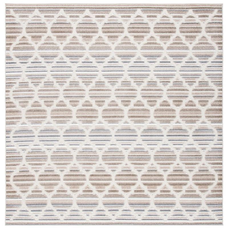 Cabana Geometric Grey/Ivory Square Easy-Care Area Rug