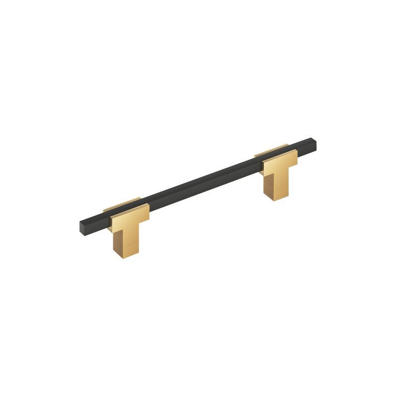 Champagne Bronze and Matte Black Modern Bar Pull with Mounting Hardware