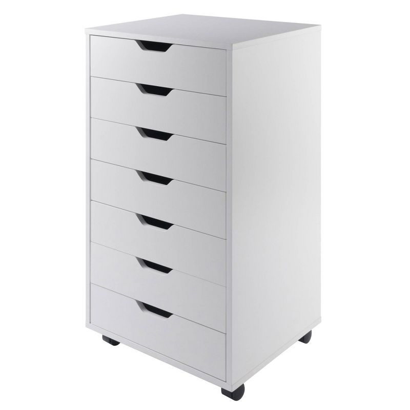 Winsome White Freestanding 7-Drawer Office Cabinet with Casters