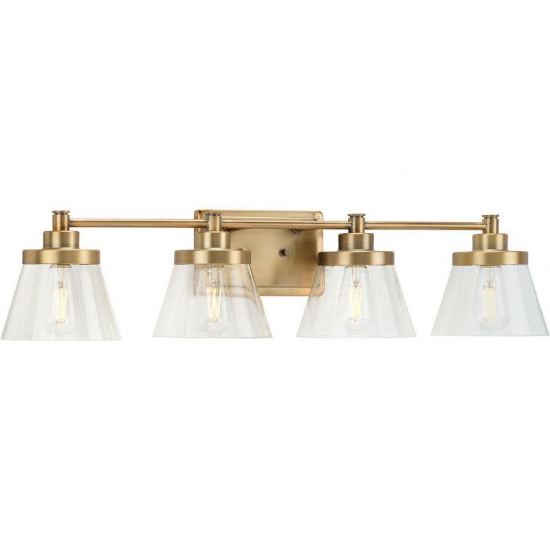 Hinton 4-Light Brass and Glass Bath Vanity Fixture