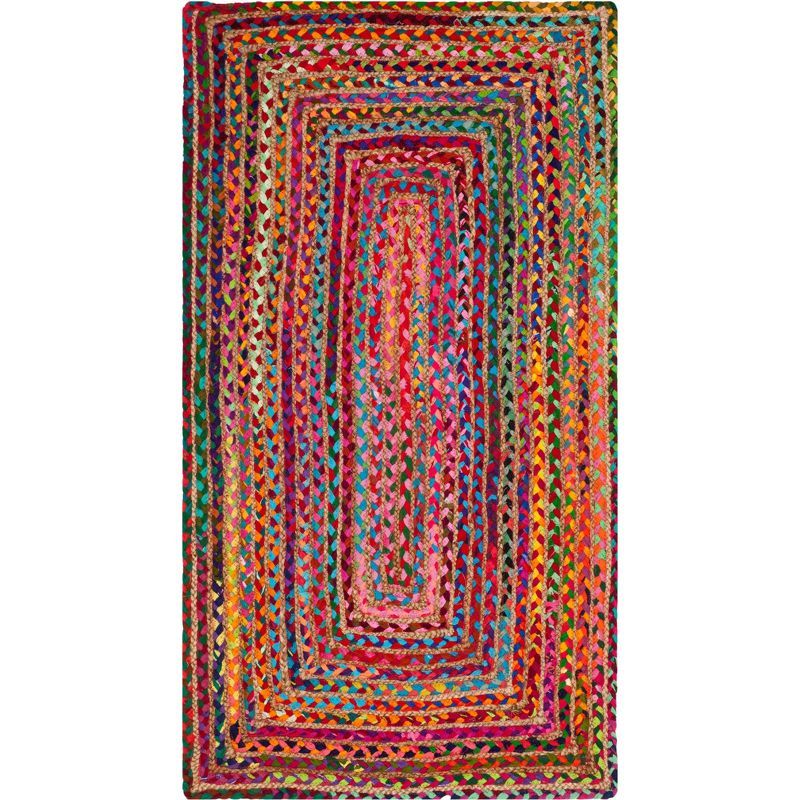 Handwoven Red and Multicolor Cotton Area Rug