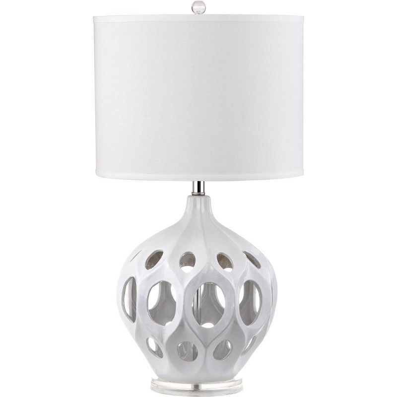 Regina White Ceramic 29-inch Table Lamp with Cotton Shade