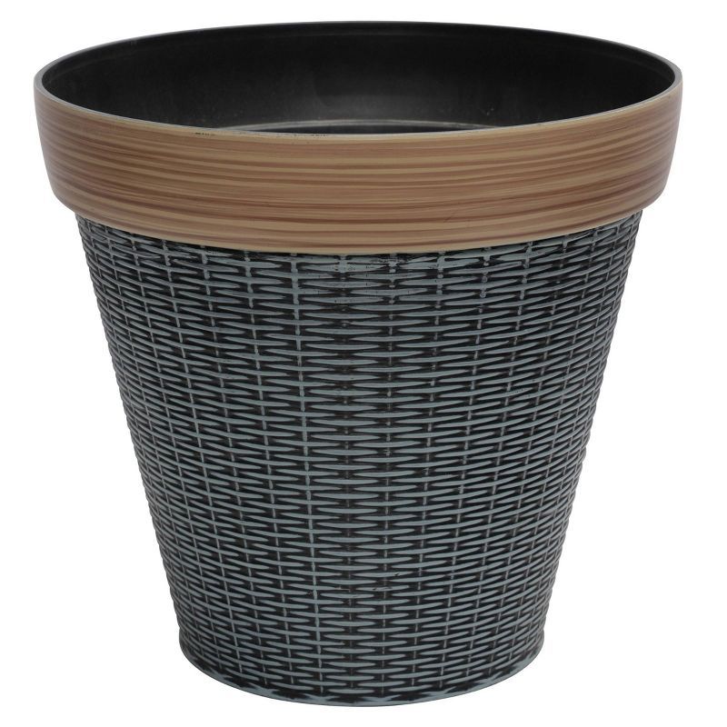 Gray and Tan Woven Style Indoor Outdoor Planter with Drainage Hole