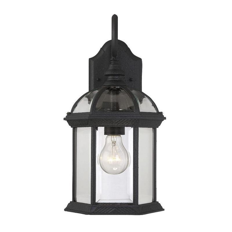 Textured Black Mission Style Outdoor Wall Lantern