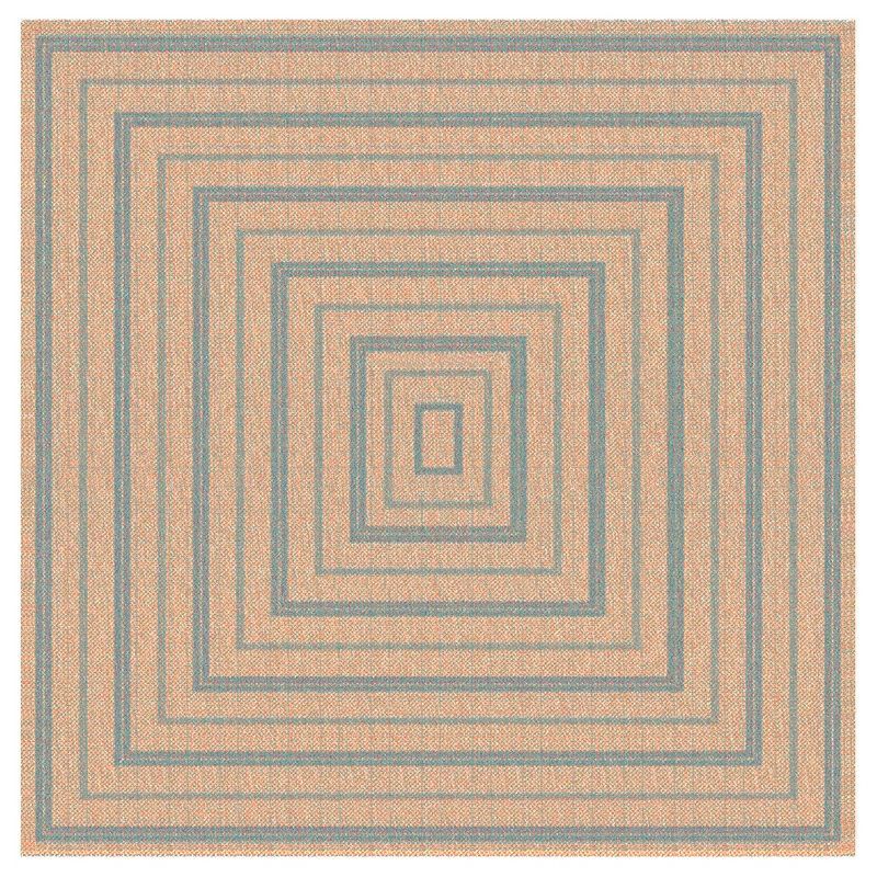 Aruba Aqua Geometric Flatwoven Round Synthetic Rug 7'10"