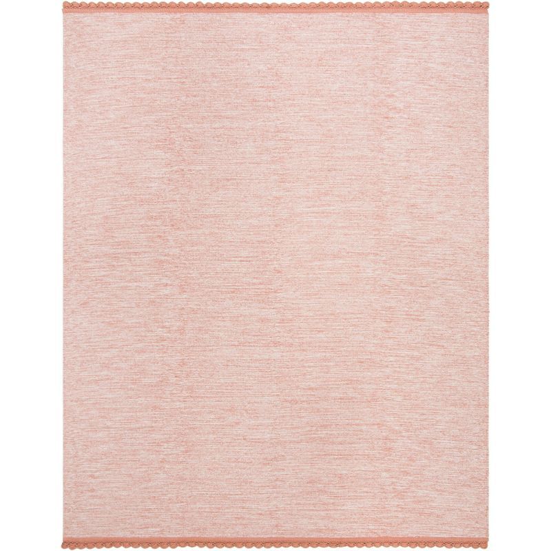 Peach Cotton 8' x 10' Hand-Woven Flatweave Reversible Rug