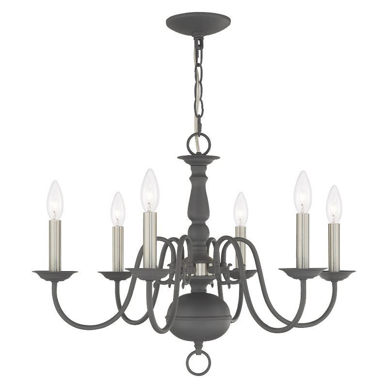 Williamsburgh 6-Light Scandinavian Gray Nickel Chandelier