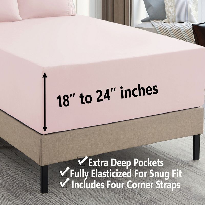 Pale Pink Twin Extra Deep Pocket Microfiber Sheet Set