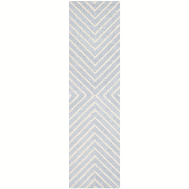 Light Blue & Ivory Hand-Tufted Wool Runner Rug - 2'6" x 10'