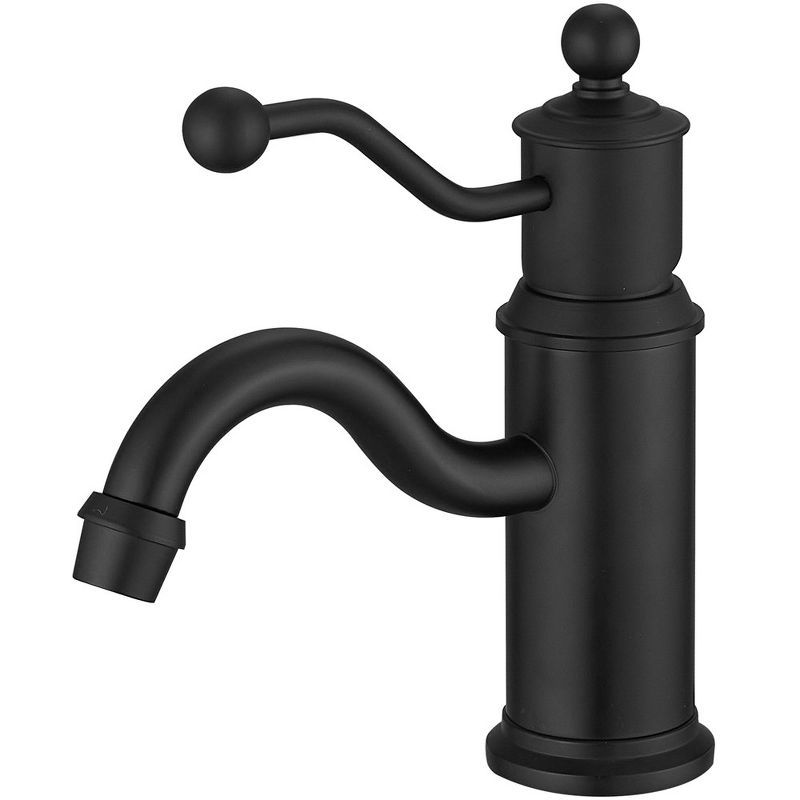 Matte Black Single-Handle Low-Arc Bathroom Faucet with Metal Drain