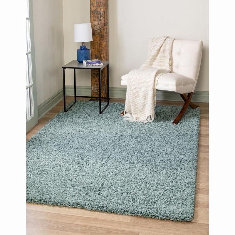 4' x 6' Light Slate Blue Shag Synthetic Area Rug