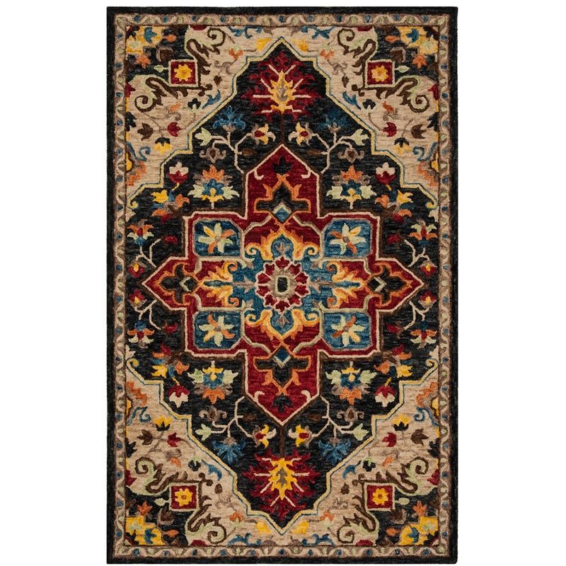 Aspen Charcoal and Cream Handmade Wool Area Rug