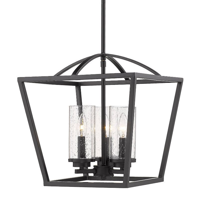 Matte Black Glass 3-Light Indoor/Outdoor Pendant