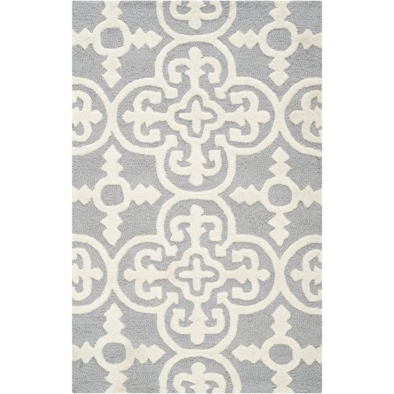 Cambridge Silver and Ivory Hand-Tufted Wool Area Rug 2' x 3'