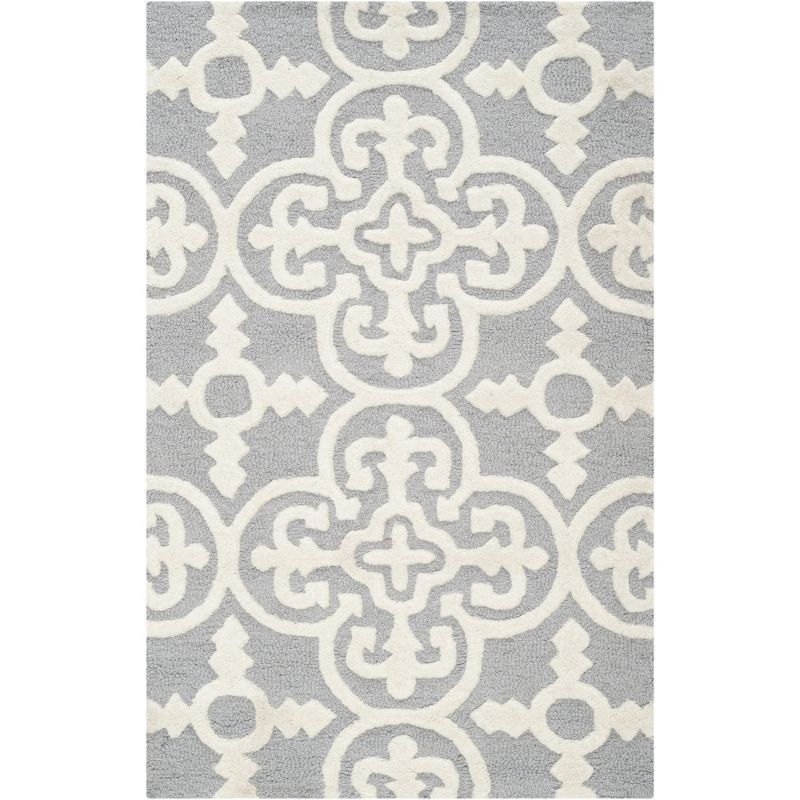 Cambridge Silver and Ivory Hand-Tufted Wool Area Rug 2' x 3'