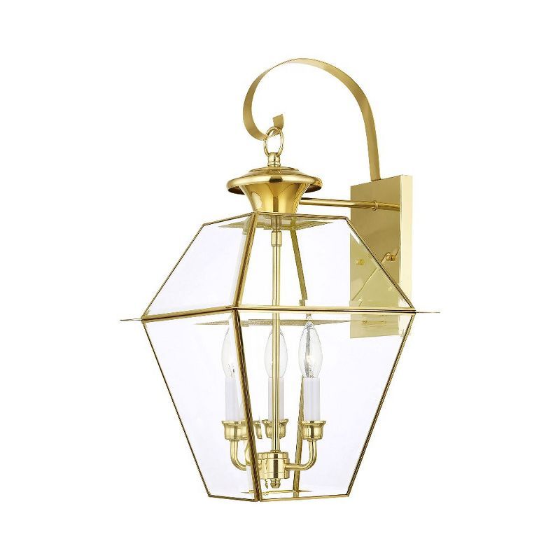 Charleston Elegance Polished Brass 3-Light Outdoor Lantern