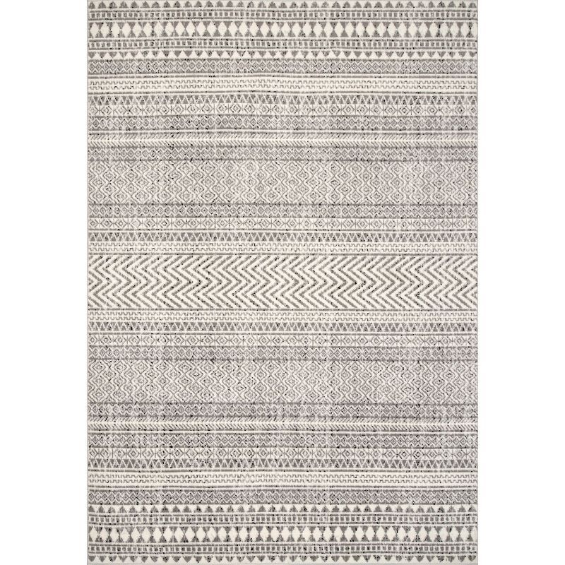 Modern Geometric Gray 10' x 14' Easy-Care Synthetic Area Rug