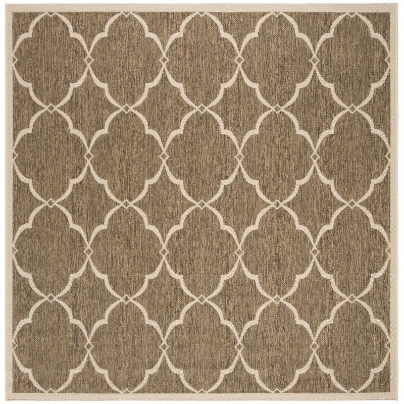 Beige and Cream Square Synthetic Easy Care Area Rug