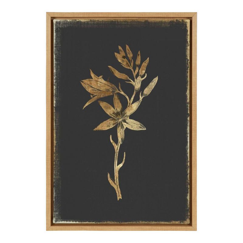 23" x 16" Gold Hyacinth on Black Framed Canvas Wall Art