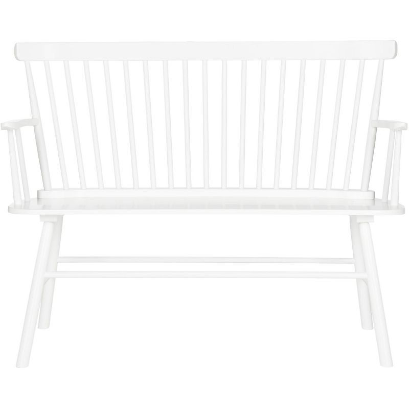 Addison White Solid Wood Spindleback Settee with Square Arms