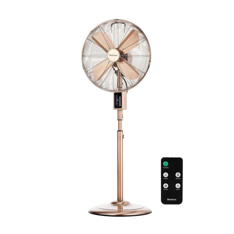 Holmes 16" Copper Metal Oscillating Pedestal Fan with Remote Control