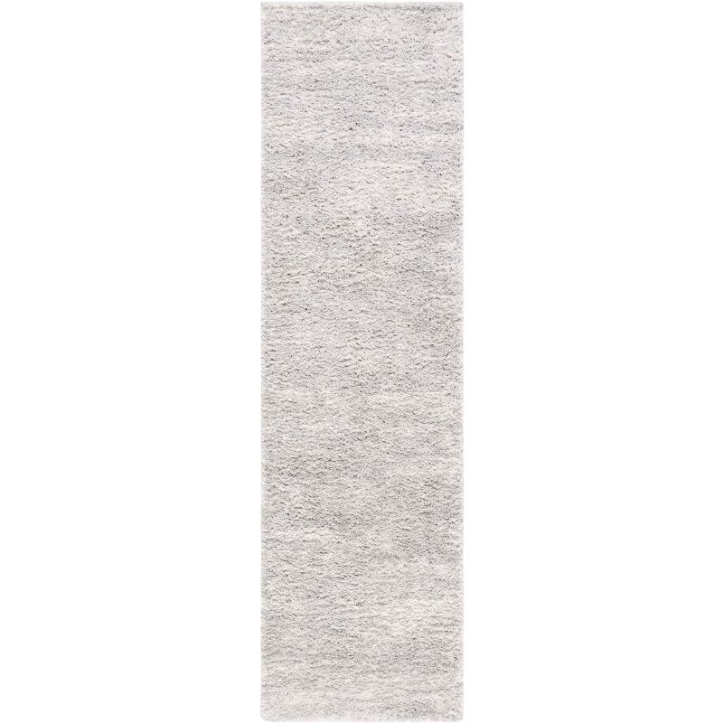 Grey and Ivory Flat Woven Shag Runner Rug