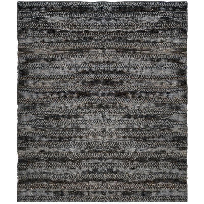 Hand-Knotted Coastal Grey 8' x 10' Solid Jute Area Rug