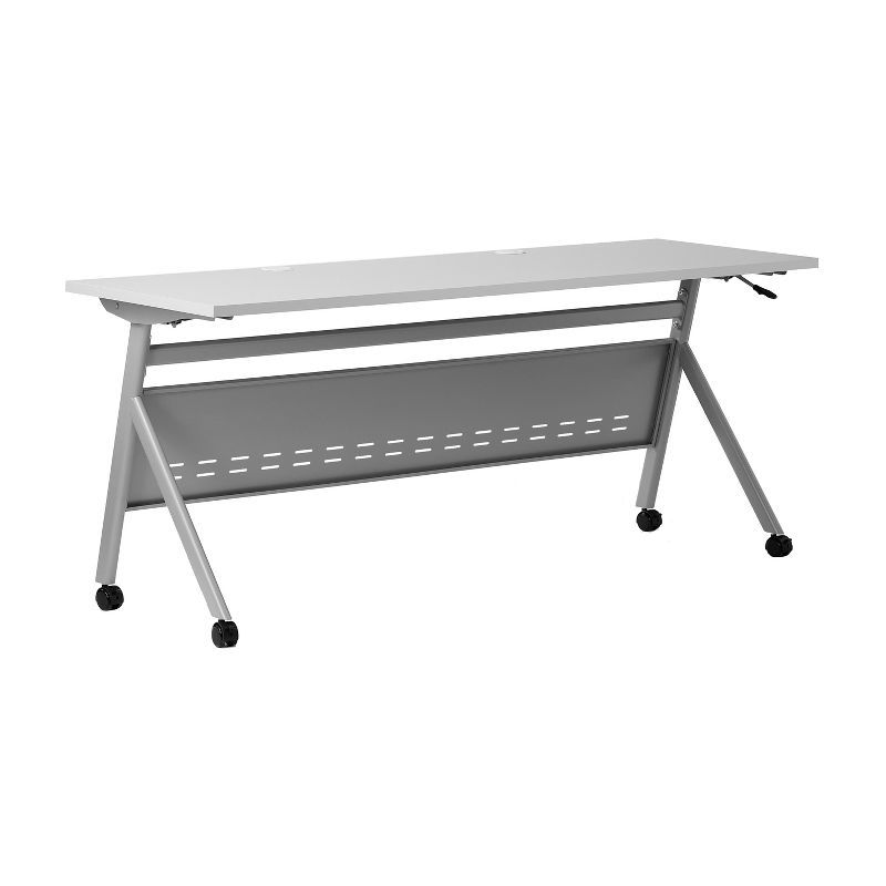 Gray Laminate Flip Top Training Table with Metal Frame