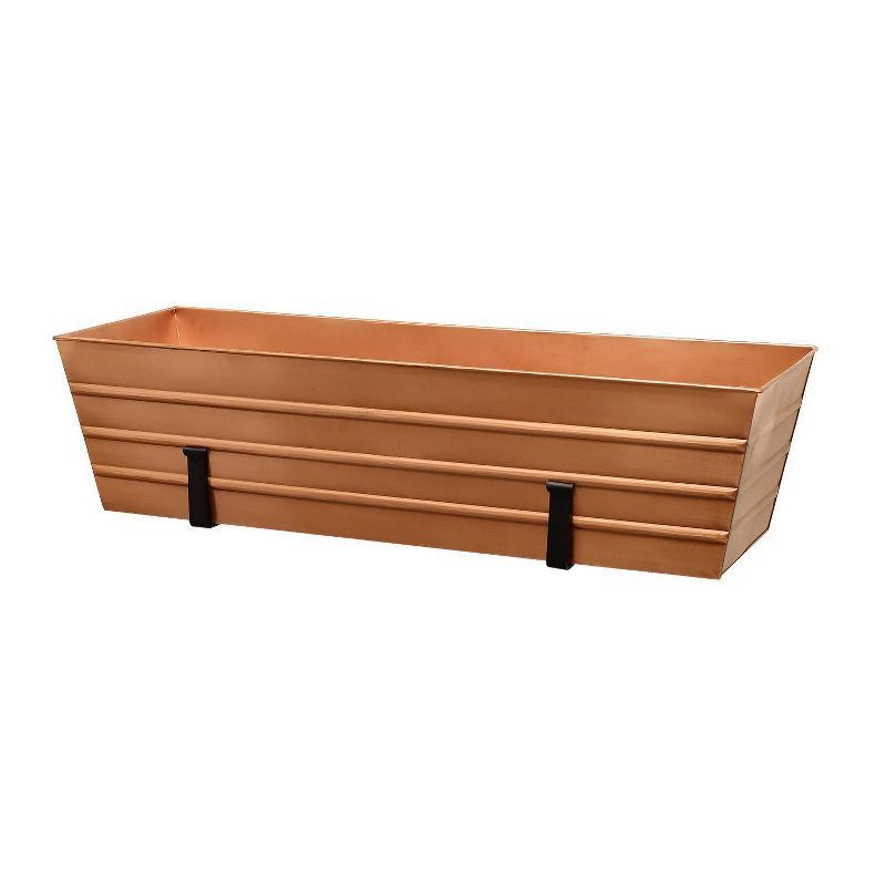 Large Copper Galvanized Steel Planter Box with Wall Brackets