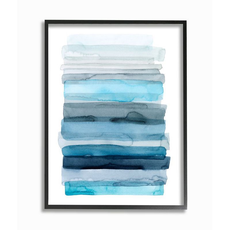 Blue and Gray Abstract Canvas Print with Black Frame