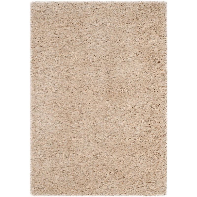 Champagne Hand-Tufted Shag Wool Area Rug 2' x 3'