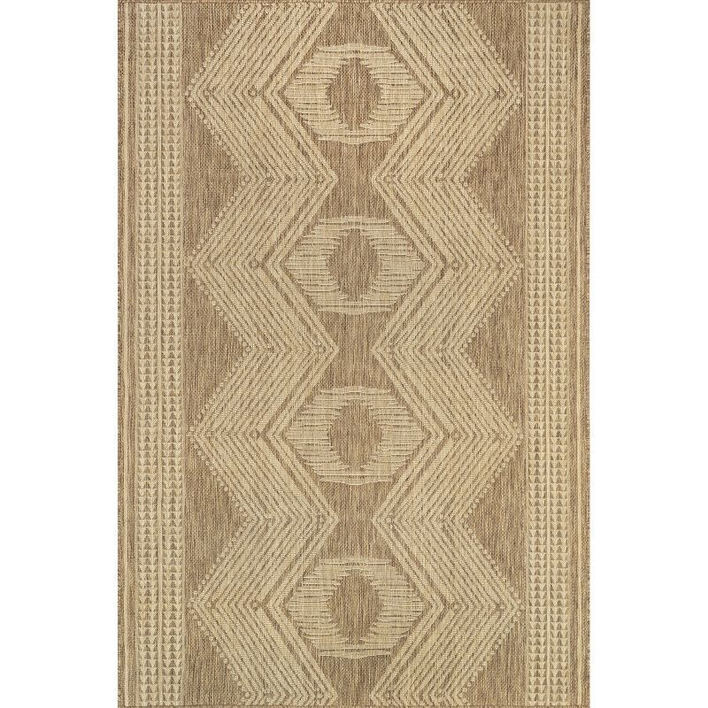 Ranya Modern Tribal 4' x 6' Light Brown Synthetic Area Rug