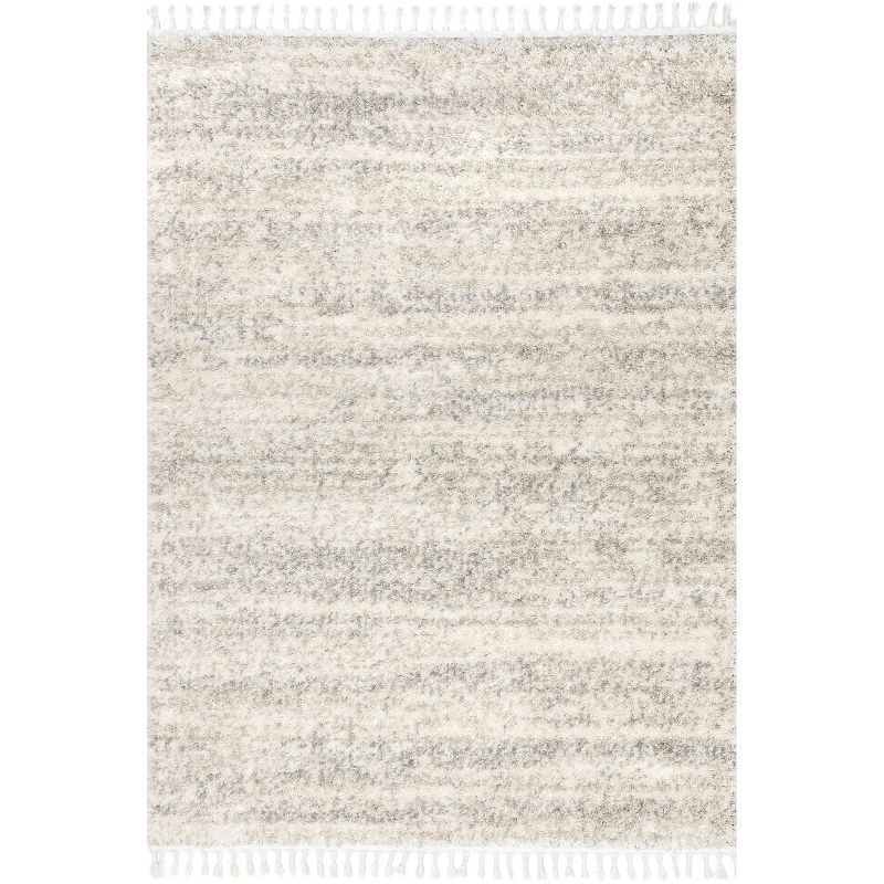 Ivory Braided Tassel 9' x 12' Shag Area Rug