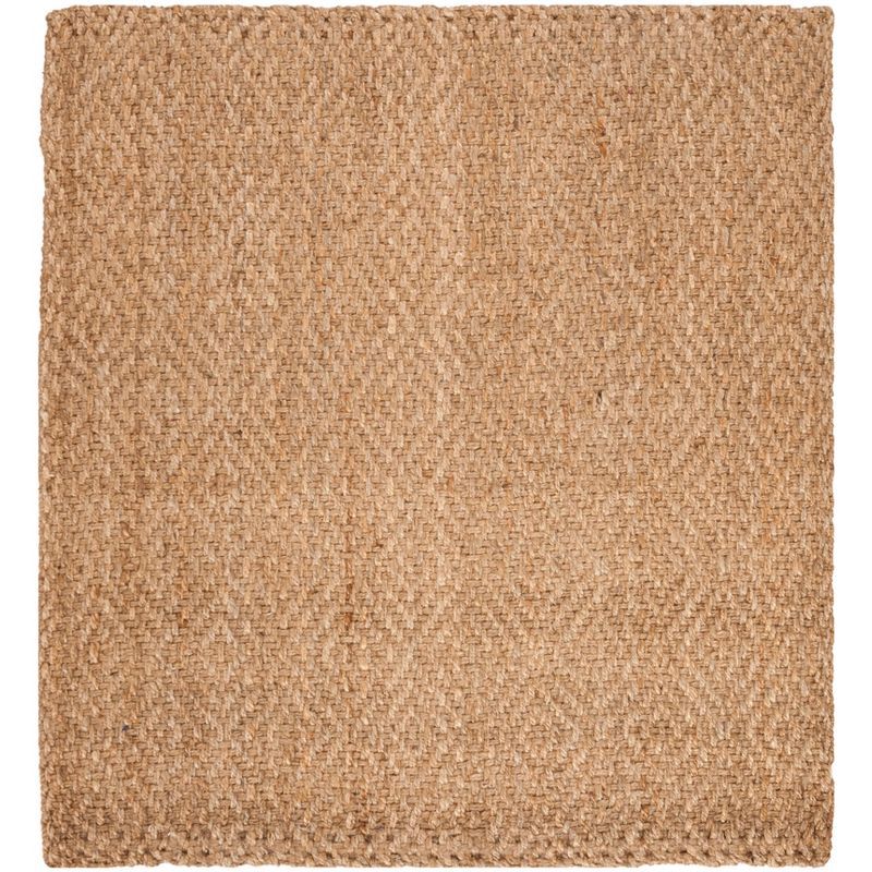 Handmade Beige Geometric Jute Square Area Rug