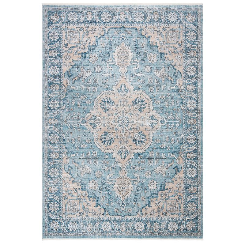 Victoria Blue and Gray Synthetic Hand-knotted Rectangular Area Rug