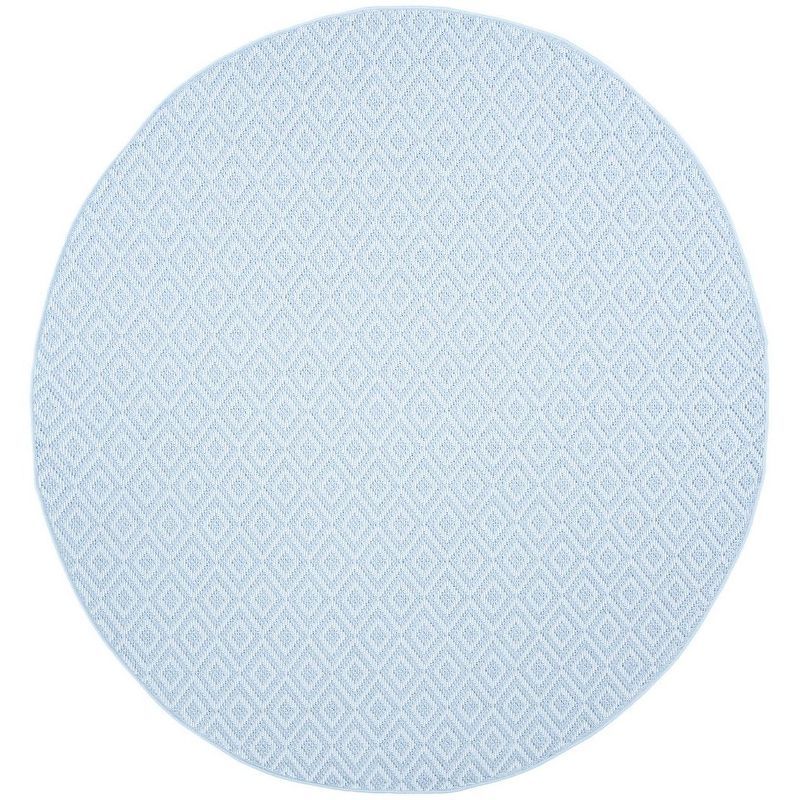 Light Blue Round Synthetic Indoor/Outdoor Area Rug 6'7"