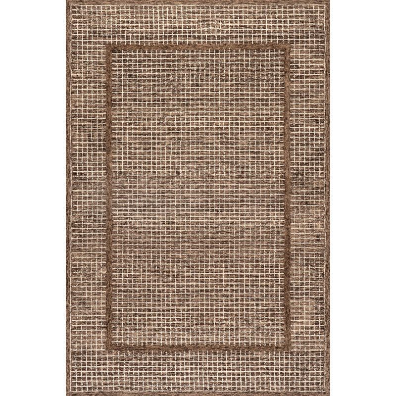 Brown Geometric Wool 10' x 14' Handmade Tufted Area Rug